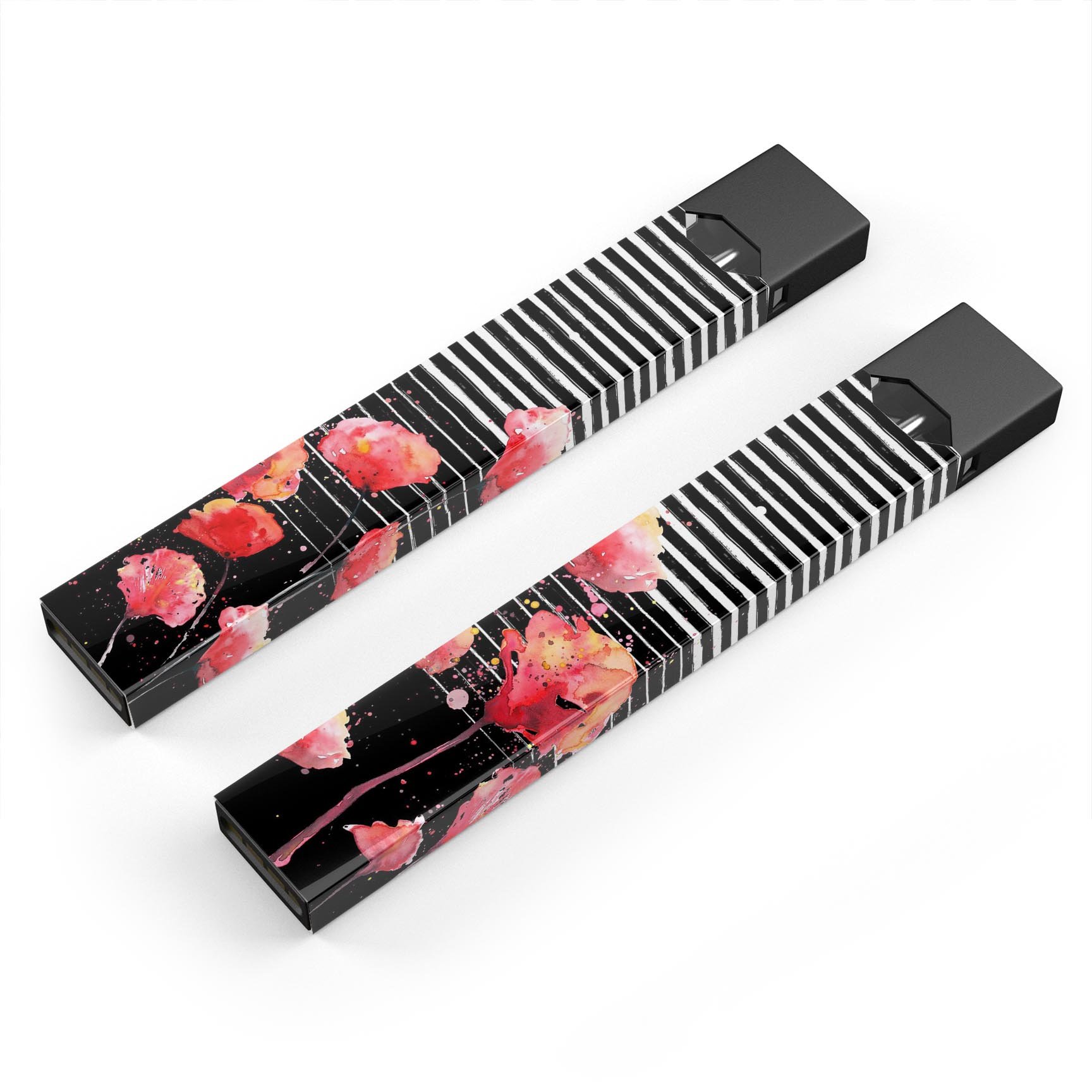 Karamfila Watercolo Poppies V7 skin-wrap for JUUL device, featuring vibrant poppy design and protective layers.